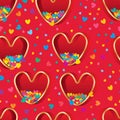 Love box many colorful love fly seamless pattern Royalty Free Stock Photo