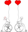 Love boy and girl ride a bicycle vector