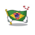 In love brazil flag hoisted on character pole