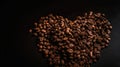 Love is Brewing: Heart Shaped Roasted Coffee Beans Background with Copy Space