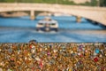 Love bridge full of lockers in paris