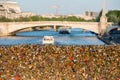 Love bridge full of lockers in paris