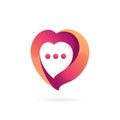 heart logo with massages combination concept