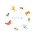 Love bugs print cute flat style illustration Royalty Free Stock Photo