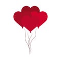 Love bunch balloons shaped hearts decoration romantic passion flat style icon