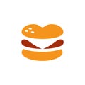 Love burger cafe logo design, fast food emblem, burger shop icon - Vector