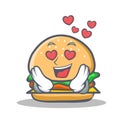 In love burger character fast food