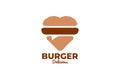 Love burger logo. illustration of burger forming a love shape. restaurant logo