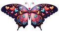 Love Butterfly png. Valentine\'s Day concept. Love and Romance clipart. Hearts on wings.