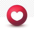love button facebook emoticon 3d on transparent background