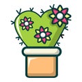 Love cactus icon, cartoon style