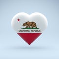 Love California state symbol. Heart flag icon.