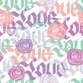 Love calligraphy seamless pattern