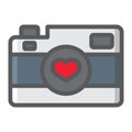 Love camera filled outline icon, valentines day Royalty Free Stock Photo