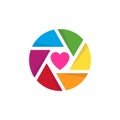 Love Camera logo design vector template, Camera Photography logo concepts Royalty Free Stock Photo