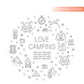 Love camping banner template, editable stroke