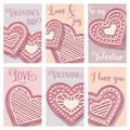 Love card collection with pink heart cookies