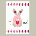 Love card with cute banny