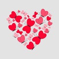 Love Card. Cute Heart from Red Butterflies. Vector Illustration