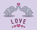 Love card with elephants couple