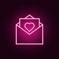 love card in envelope icon. Elements of Web in neon style icons. Simple icon for websites, web design, mobile app, info graphics Royalty Free Stock Photo