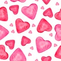 Love card with pink and red hearts. Seamless pattern