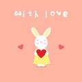 Love card, rabbit with heart Royalty Free Stock Photo