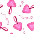 Love card seamless pattern with pink and red hearts. Royalty Free Stock Photo