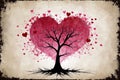 Love card with tree and heart on grunge background Royalty Free Stock Photo