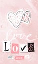 Love card with two hearts for social media, Valentine s Day. Hand drawn, modern postcard, collage for wedding invitation Royalty Free Stock Photo