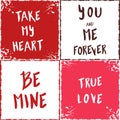 Love cards. Vector collection with lettering elements for love