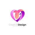 Love care logo community, Heart design with colorful icon Royalty Free Stock Photo
