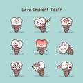 Love cartoon tooth implant set Royalty Free Stock Photo