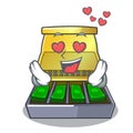 In love cash register with LCD display cartoon Royalty Free Stock Photo
