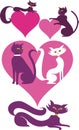 Love cats retro vector illustrations