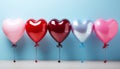 Love celebration heart shaped balloons flying, birthday romance, wedding day joy generated by AI
