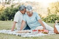 Love is the cement that binds closer together. a senior couple enjoying a picnic outside. Royalty Free Stock Photo