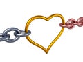 Love chain heart link. romance concept