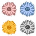 Love chamomile flower set. Self love concept for women empowerment. Cute colorful flowers with petals and hearts