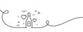 Love champagne line icon. Wedding drink sign. Continuous line with curl. Vector