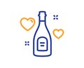 Love champagne line icon. Wedding drink sign. Vector