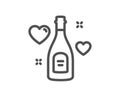 Love champagne line icon. Wedding drink sign. Vector