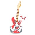 In love character electric guitar in wooden shape