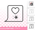 Love Chat bubble simple black line vector icon Royalty Free Stock Photo