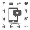 Love chat, correspondence icon. Simple glyph, flat vector element of valentines day icons set for UI and UX, website or mobile