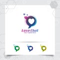 Love chat logo design concept of love vector and colorful style. Chat logo vector for app, community, communication, and software