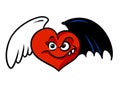 Love cheating Red heart black angel wings character cartoon Royalty Free Stock Photo