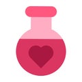 Love chemistry liquid in glass flask icon vector