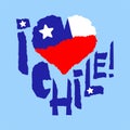 Love Chile, America. Vintage national flag in silhouette of heart Torn paper grunge texture style. Independence day background. Go