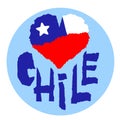 Love Chile, America. Vintage national flag in silhouette of heart Torn paper grunge texture style. Independence day background. Go